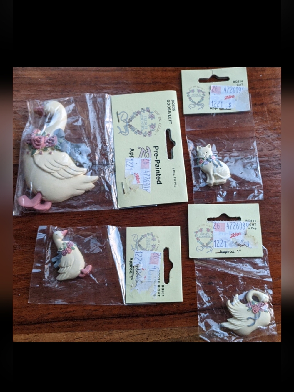 🆕 Vintage Pre-Painted Geese & Cat Resin Embellishments